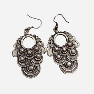 Silver Tone Abstract Dangly Earrings
